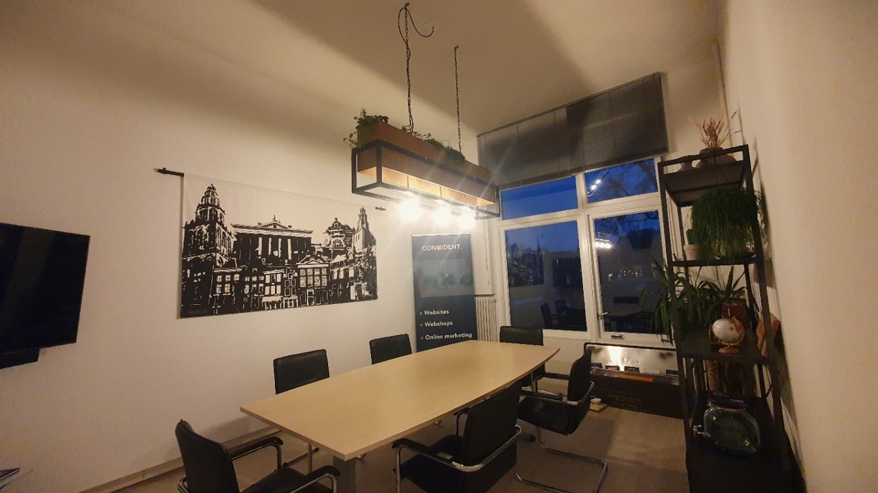 The Convi-light lighting the conference room in the evening