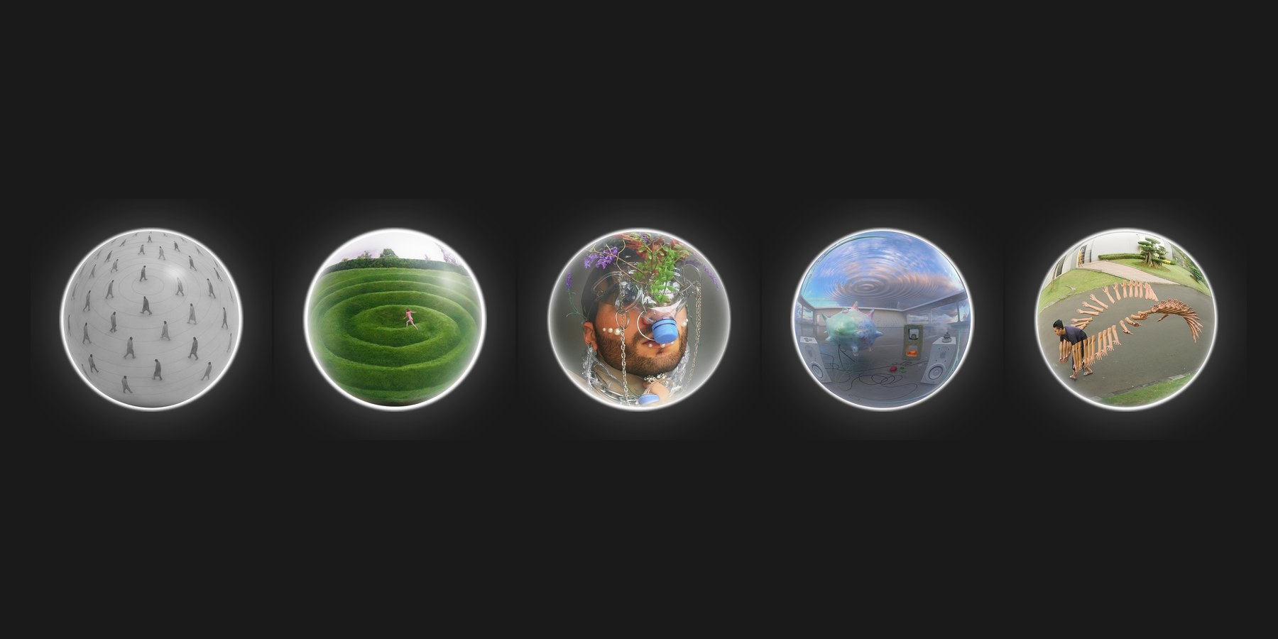 Trends Report — the five trend key visuals as spheres on a dark background