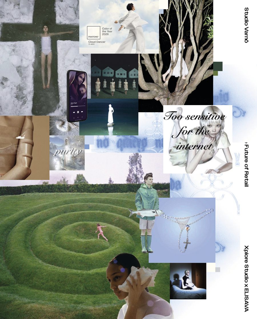 Abstinent Self — moodboard collage of restraint, digital detox and deliberate emptiness