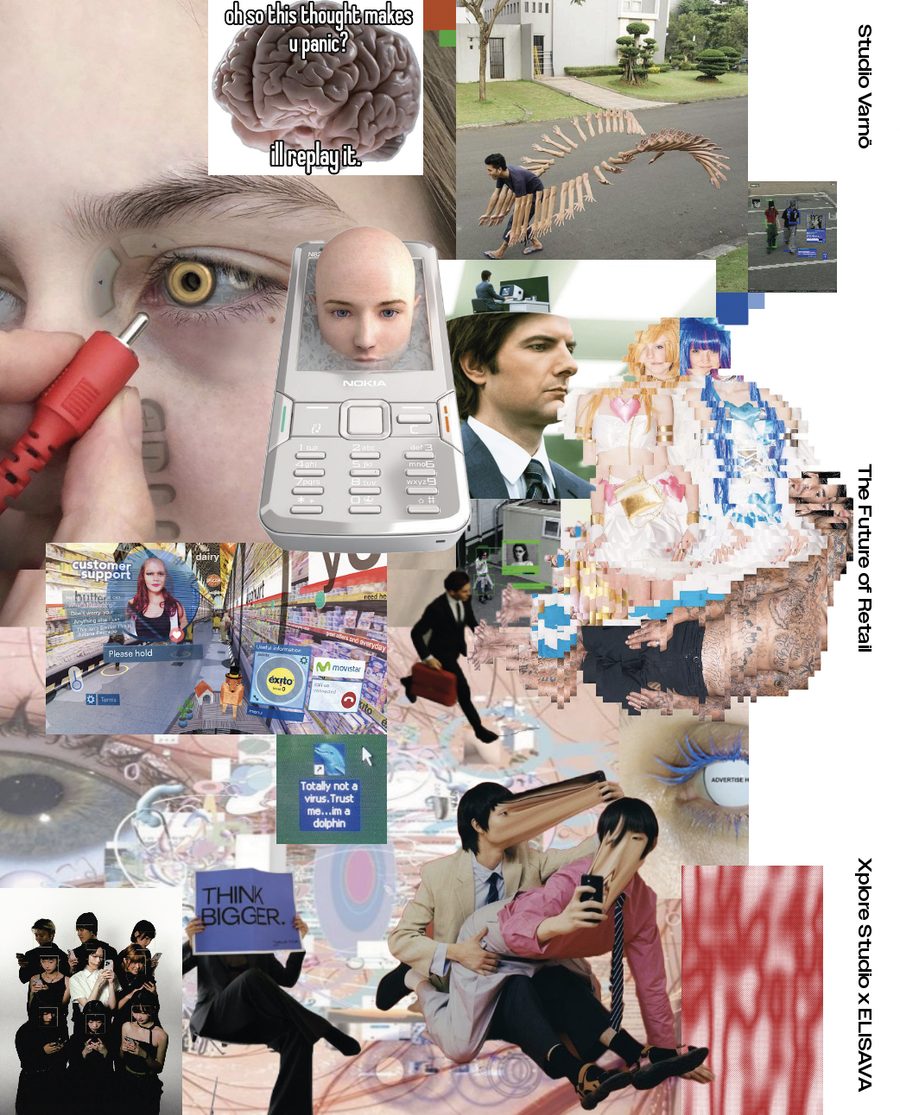 Synthetic Confidence — moodboard collage of AI assistance, polished surfaces and borrowed certainty